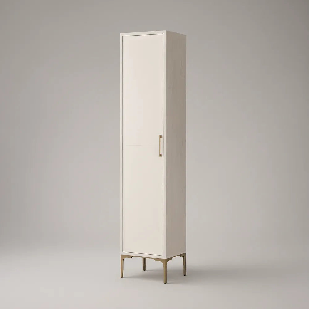 Jednodveřová šatní skříň z MDF, krémová/zlatá, 50 × 40 × 180 cm