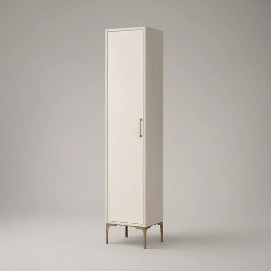 Jednodveřová šatní skříň z MDF, krémová/zlatá, 50 × 40 × 180 cm