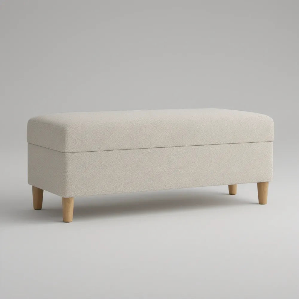 Čalouněná lavice s úložným prostorem, krémová, 120 × 45 × 45 cm