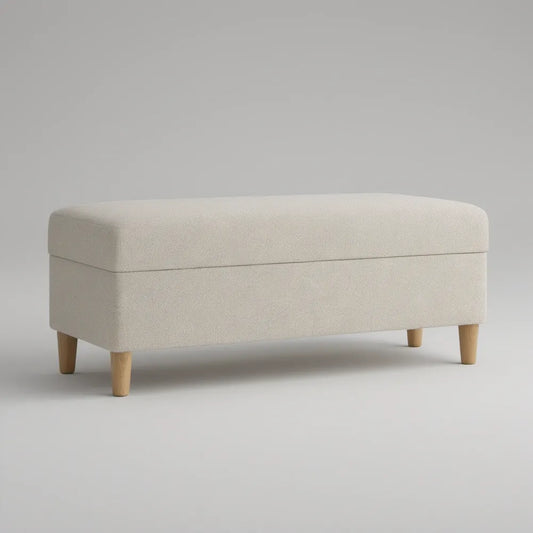 Čalouněná lavice s úložným prostorem, krémová, 120 × 45 × 45 cm